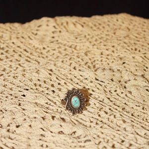 Vintage Native American Stamped Turquoise Sterling Silver Ring